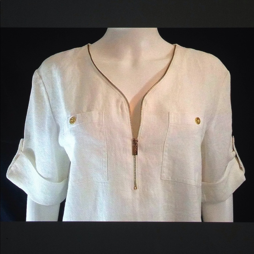 Company Ellen Tracy Linen High Low Hem Tunic Top - Picture 3 of 8